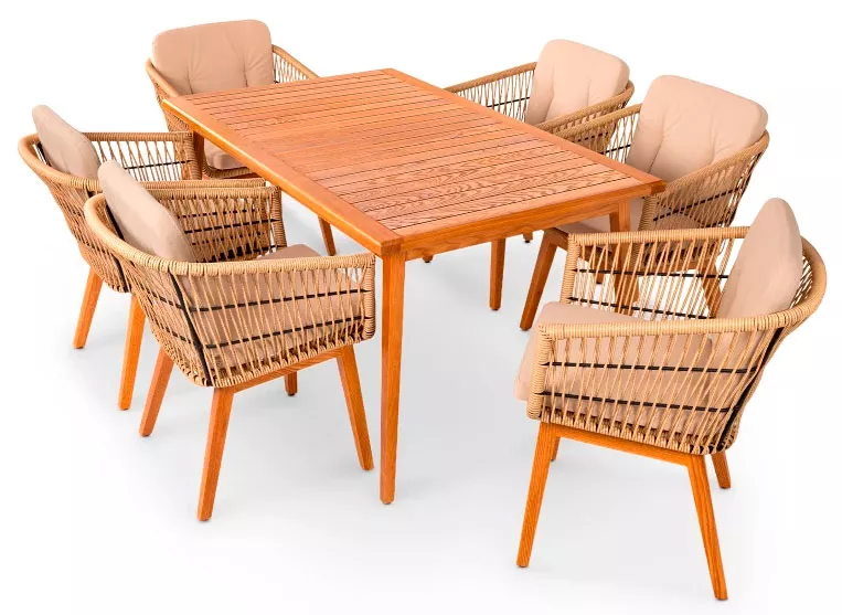 Деревянная садовая мебель с искусственным ротангом