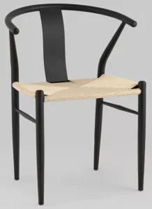 Металлический обеденный стул с сидением из джута