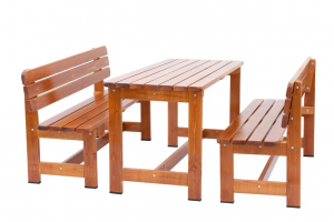 Деревянный стол со скамейками из сосны для дачи купить 150 см