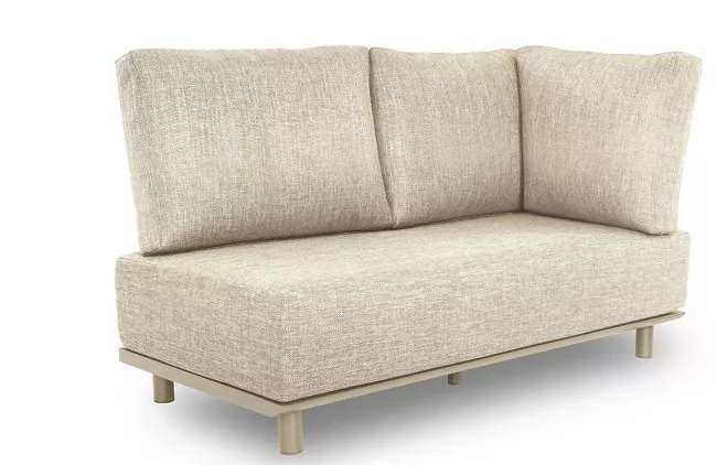 Бежевый угловой комплект из алюминия с тиком для дачи Бежевый угловой комплект из алюминия с тиком для дачи