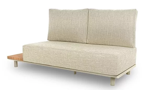 Бежевый угловой комплект из алюминия с тиком для дачи Бежевый угловой комплект из алюминия с тиком для дачи