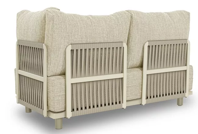 Бежевый угловой комплект из алюминия с тиком для дачи Бежевый угловой комплект из алюминия с тиком для дачи