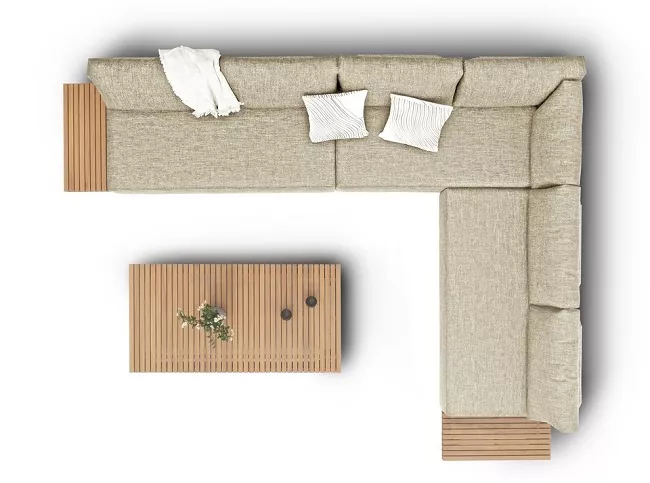 Бежевый угловой комплект из алюминия с тиком для дачи Бежевый угловой комплект из алюминия с тиком для дачи