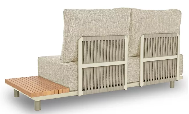 Бежевый угловой комплект из алюминия с тиком для дачи Бежевый угловой комплект из алюминия с тиком для дачи