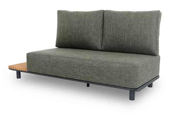 Уличный угловой диван из алюминия с тиком, антрацит Уличный угловой диван из алюминия с тиком, антрацит