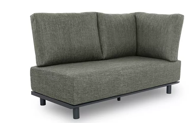 Уличный угловой диван из алюминия с тиком, антрацит Уличный угловой диван из алюминия с тиком, антрацит