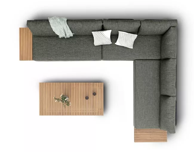 Уличный угловой диван из алюминия с тиком, антрацит Уличный угловой диван из алюминия с тиком, антрацит