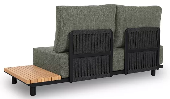 Уличный угловой диван из алюминия с тиком, антрацит Уличный угловой диван из алюминия с тиком, антрацит