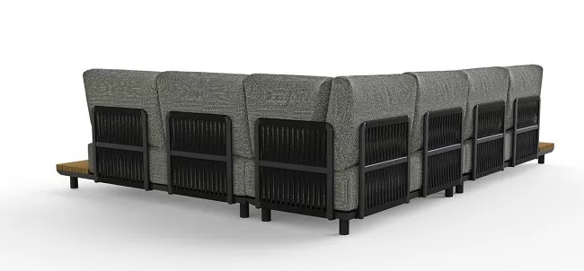 Уличный угловой диван из алюминия с тиком, антрацит Уличный угловой диван из алюминия с тиком, антрацит