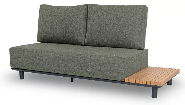 Уличный угловой диван из алюминия с тиком, антрацит Уличный угловой диван из алюминия с тиком, антрацит