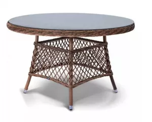Круглый стол искусственный ротанг 120 см, коричневый