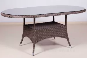 Овальный стол из искусственного ротанга KRIT, коричневый