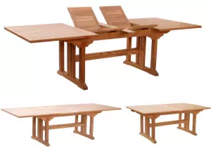 Большой прямоугольный раздвижной стол из тика 190-270 купить