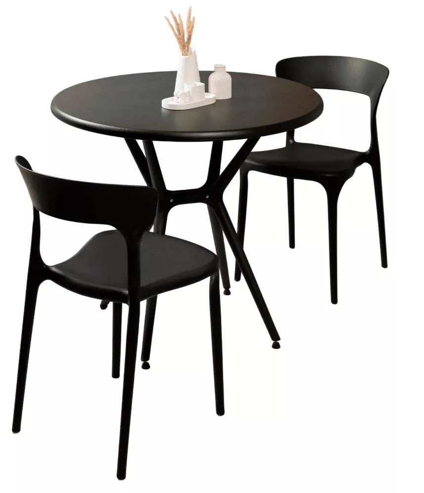 Черная мебель из пластика для кухни и дачи