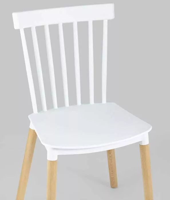 Современные пластиковые стулья для кухни с ножками из бука, белы