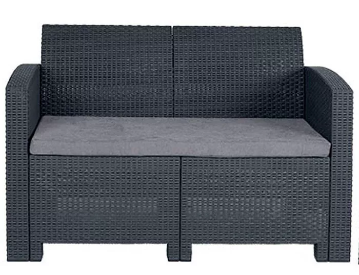 Пластиковый уличный 2-х местный диван, антрацит Пластиковый уличный 2-х местный диван, антрацит