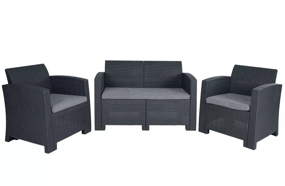 Пластиковый уличный 2-х местный диван, антрацит Пластиковый уличный 2-х местный диван, антрацит