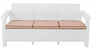 Белый диван 3-х местный пластиковый с имитацией ротанга