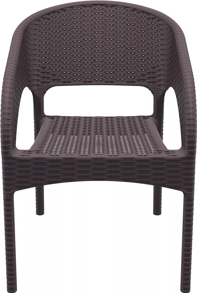 Пластиковое кресло с имитацией ротанга, коричневый