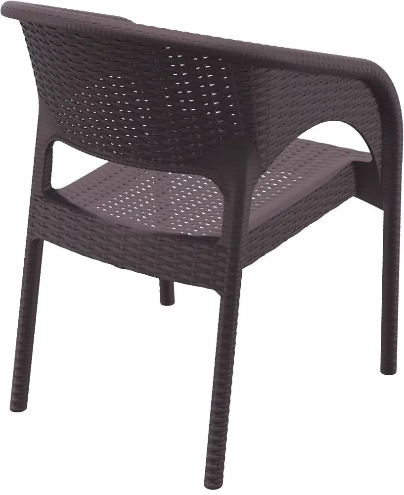 Пластиковое кресло с имитацией ротанга, коричневый