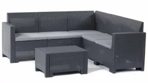 Пластиковая мебель с имитацией ротанга с угловым диваном