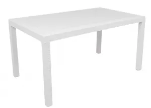 Стол прямоугольный пластиковый с имитацией ротанга, белый