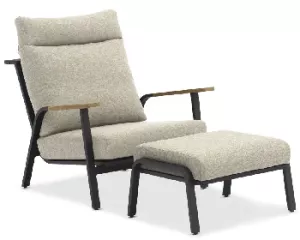 Комплект для отдыха кресло с пуфом, антрацит/светло-серый