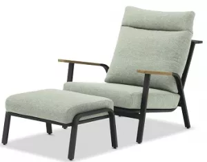 Комплект для отдыха кресло с пуфом, антрацит/зеленый