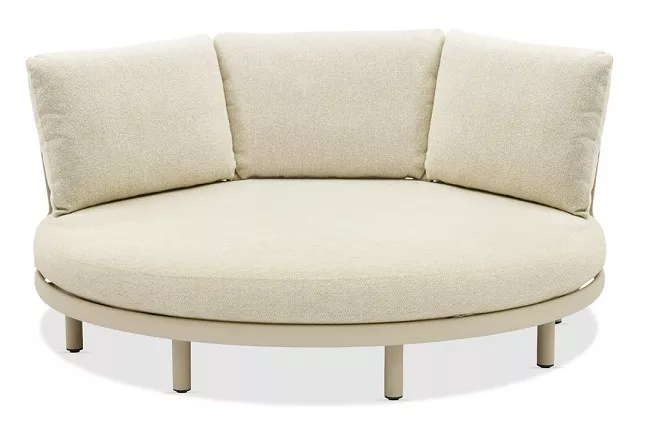 Круглый уличный диван для дачи из алюминия, бежевый Круглый уличный диван для дачи из алюминия, бежевый