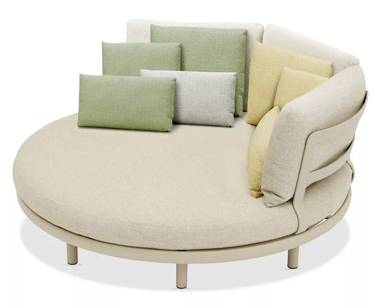 Круглый уличный диван для дачи из алюминия, бежевый