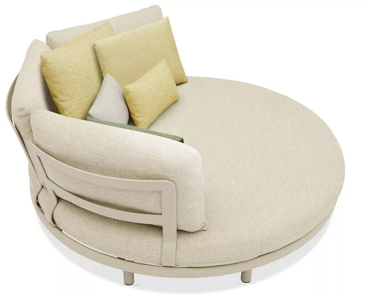 Круглый уличный диван для дачи из алюминия, бежевый Круглый уличный диван для дачи из алюминия, бежевый