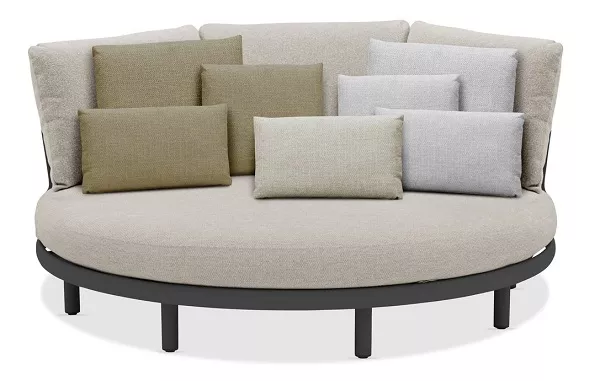 Уличный круглый диван-кровать из алюминия, антрацит