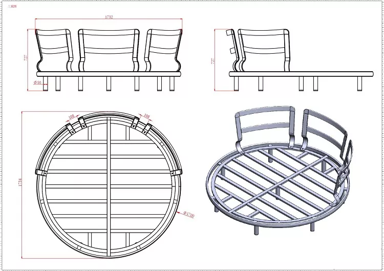 Уличный круглый диван-кровать из алюминия, антрацит Уличный круглый диван-кровать из алюминия, антрацит