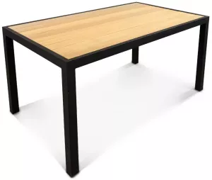 Большой обеденный стол из тика на металлокаркасе, бежевый 280