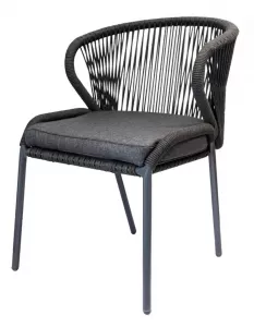 Плетеные стулья на металлокаркасе из роупа, темно-серый