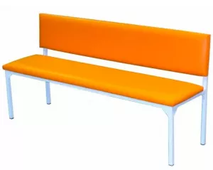 Разборные скамейка для раздевалки со спинкой сталь/сосна. Купить