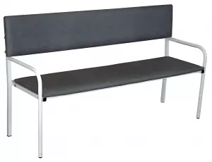 Разборные скамейка для раздевалки со спинкой сталь/сосна. Купить