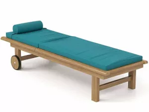 Деревянный лежак для дачи из массива ироко с колесами