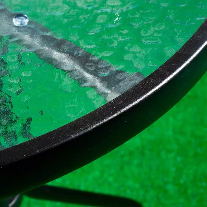 Круглые уличные столы для дачи металлические со стеклом
