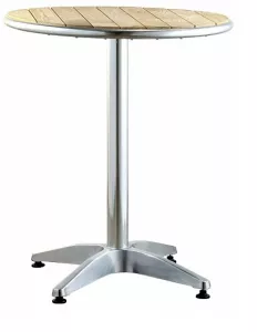 Круглый афлюминиевый круглый стол для кафе с массивом ясеня