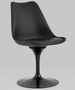 Пластиковый стул вращающийся со спинкой, черный для кухни
