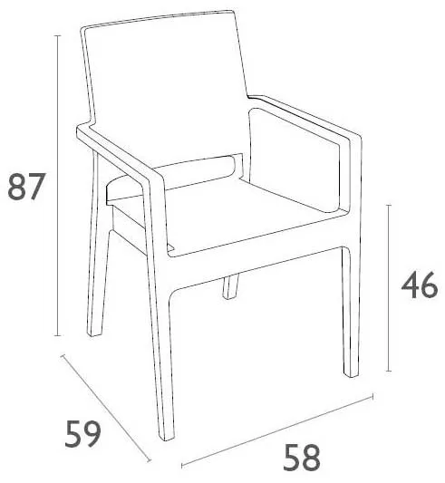 Пластиковый стул с подлокотниками имитацией ротанга Турция